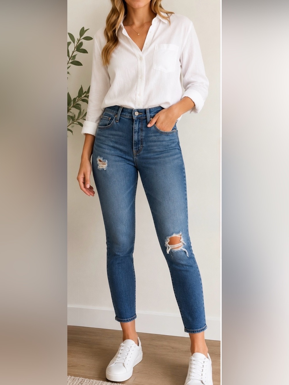 ANTHROPOLOGIE AG STEVIA JEANS 30R HIGH RISE SKYNNI ANKLE DISTRESSED WASH